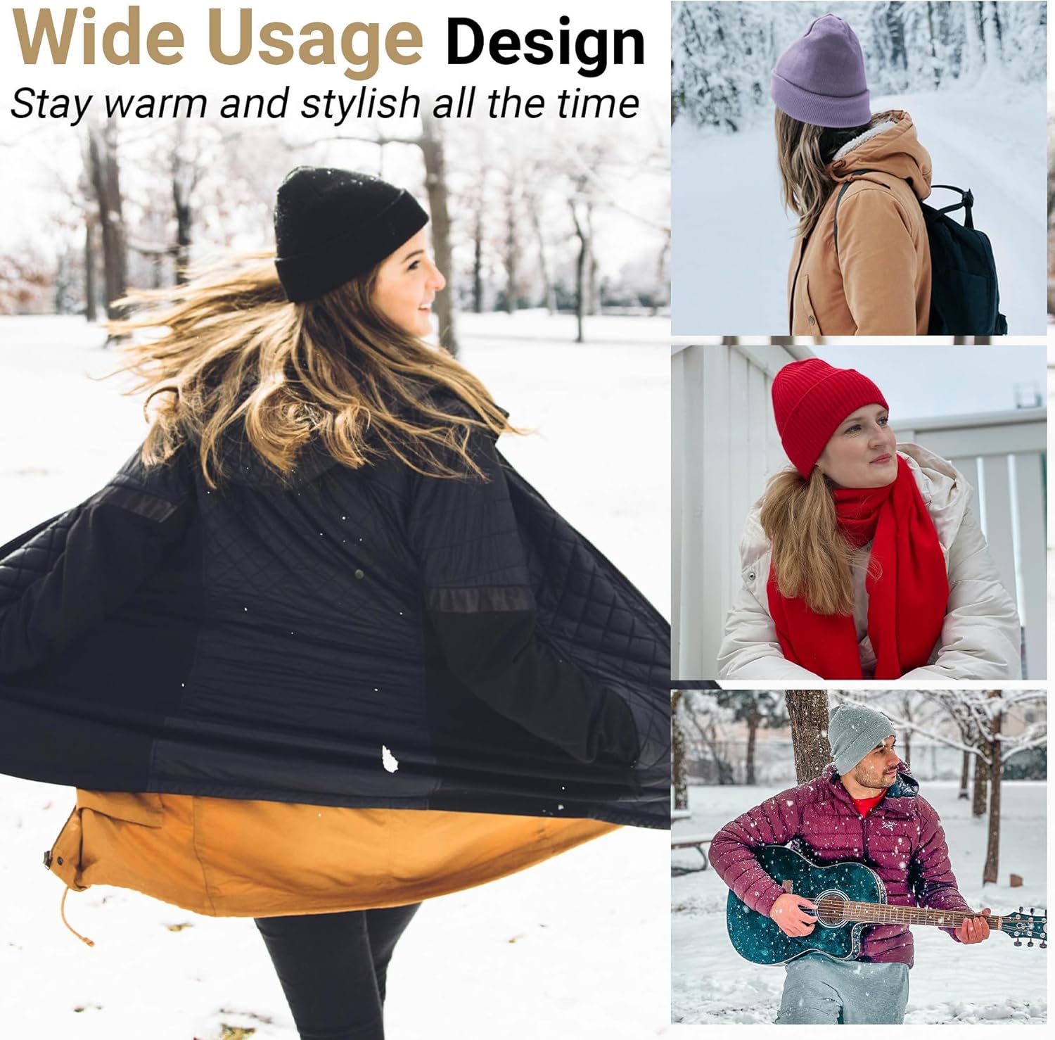 NPQQUAN 2 Packs Beanie for Men Women Winter Hats for Mens Beanie Cuffed Knit Beanies Skull Cap - Image 6