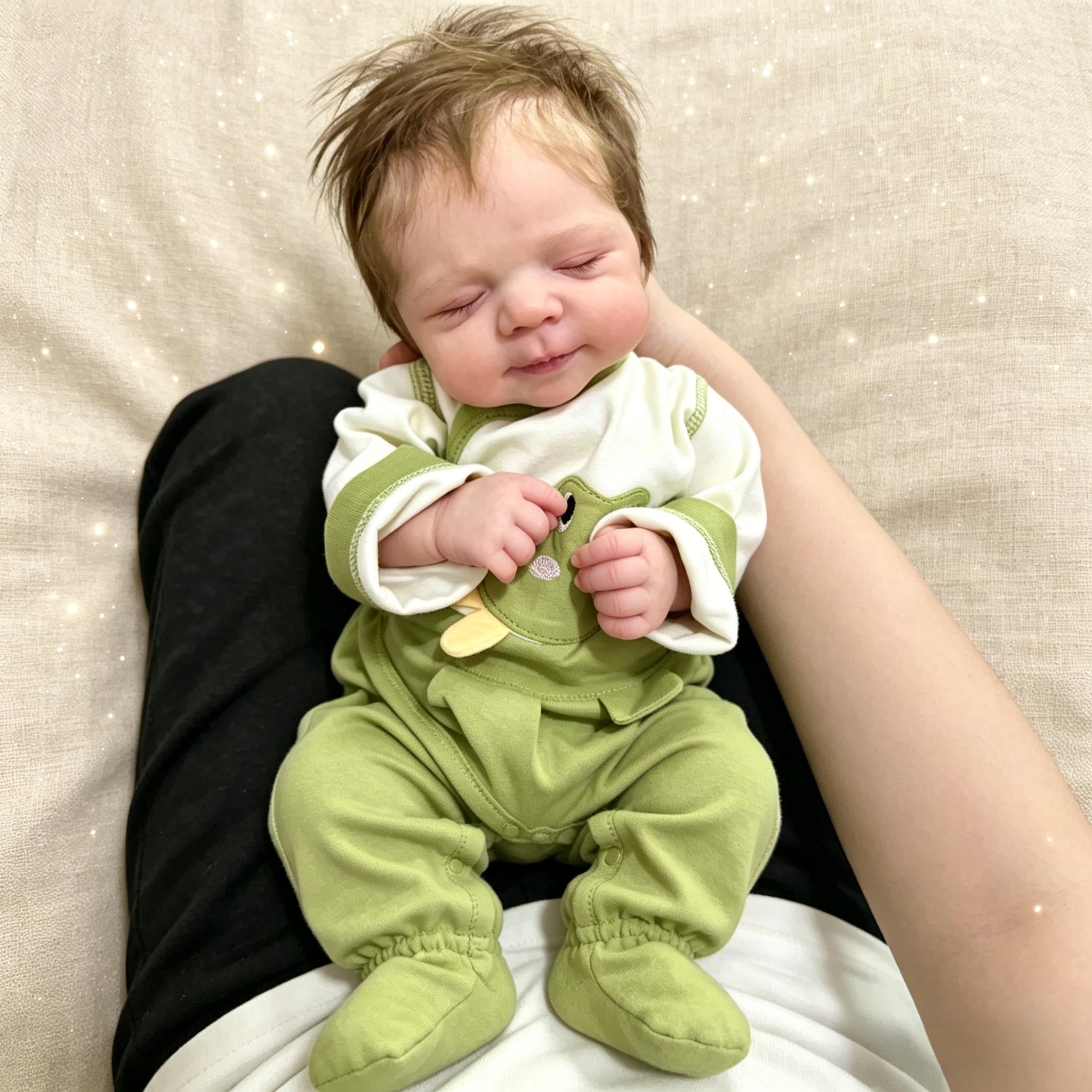 RXDOLL Realistyczne lalki Reborn Baby Dolls winylowe na całe ciało, 45 cm, realistyczne, pełne silikonowe oczy, zamknięte, anatomicznie poprawne, miękkie winylowe lalki Reborn z ukorzenionymi włosami