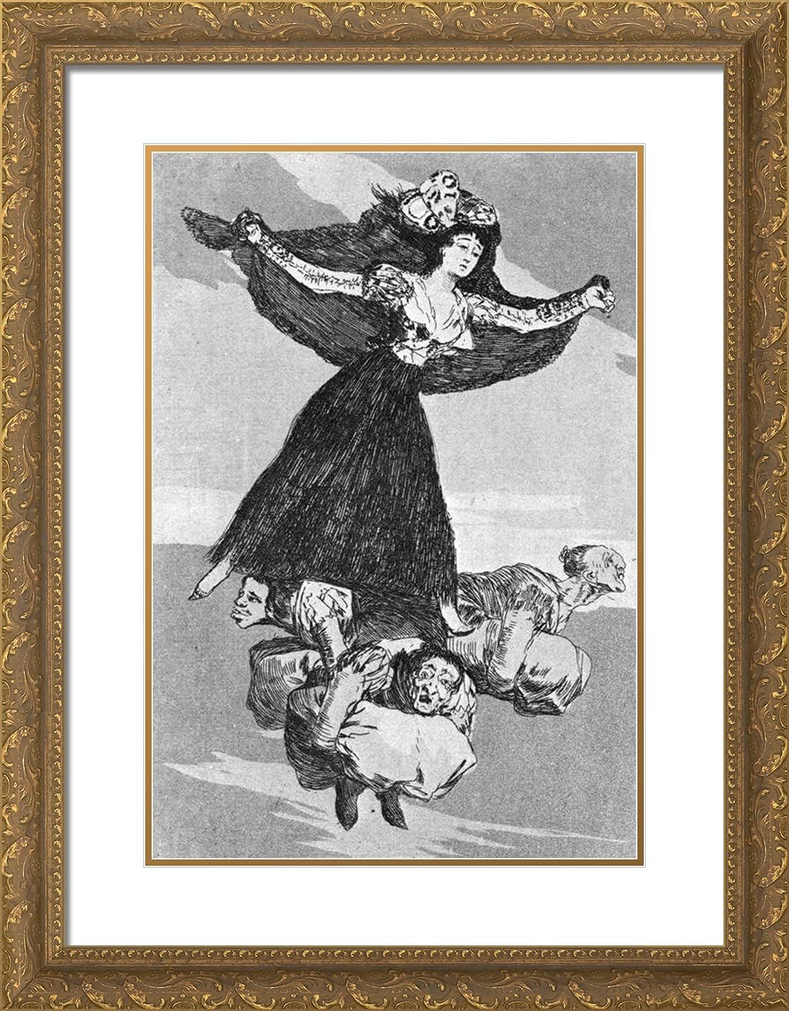 ArtDirect Goya, Francisco 19x24 Gold Ornate Framed Art Print with Double Matting Titled: They Have Flown