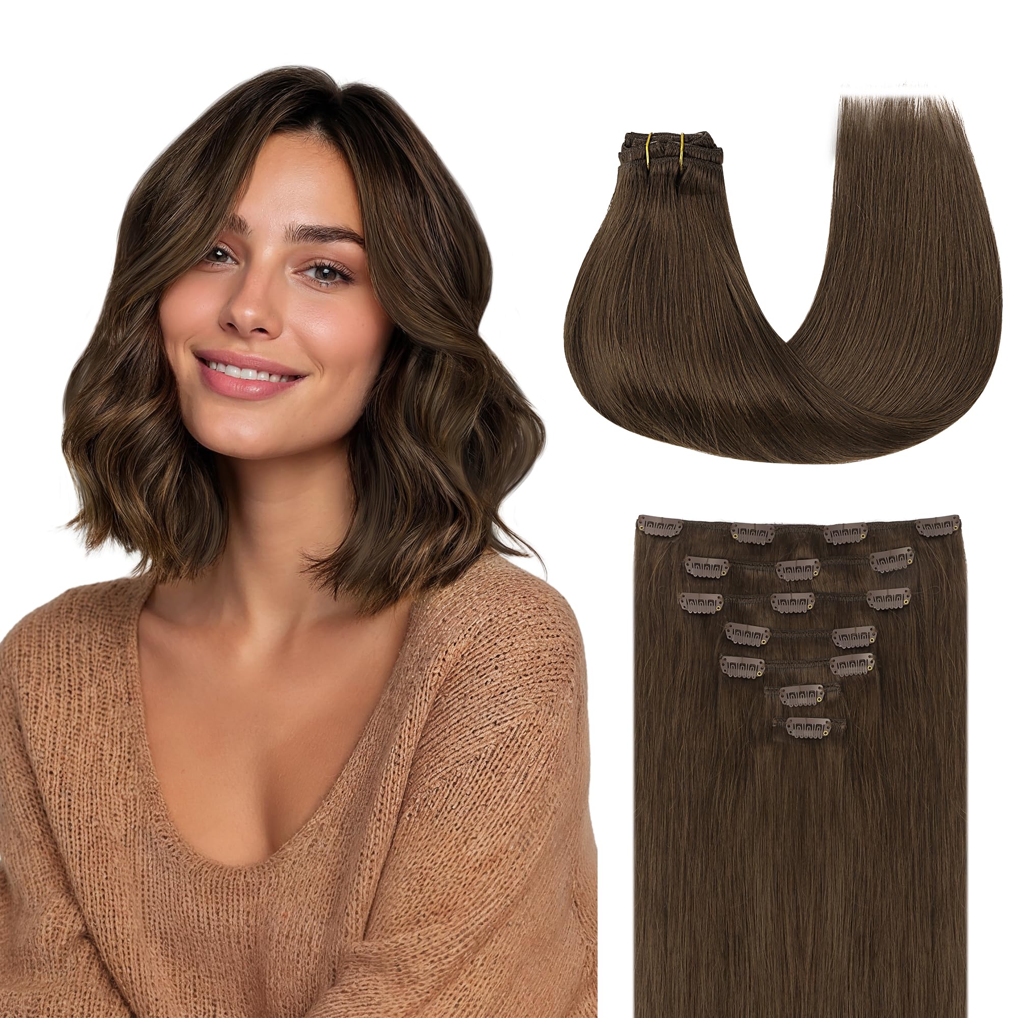 GOO GOO Clip in Extensions Echthaar, Echthaar Extensions Clip