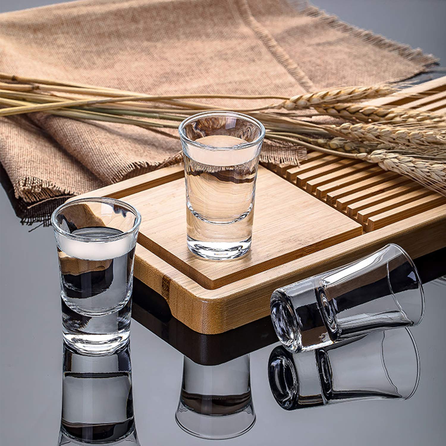 Juego de vasos de chupito de base pesada de 1.5 onzas, vasos de chupito de whisky de 1.5 onzas, vasos de licor, mini vasos de vidrio de doble cara, vasos de tequila, vasos de chupito de vidrio