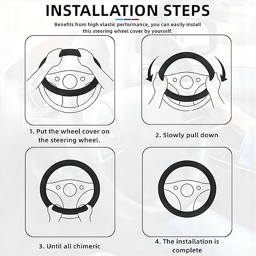 Miniatura 6 de Funda de cuero suave para volante de automóvil, 15 pulgadas, elástica, antideslizante, cómoda, protector universal para volante, accesorios