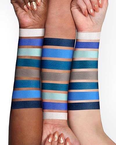 Miniatura 7 de Paleta de sombra de ojos azul mate de 8 colores de larga duración verde azulado para maquillaje de tonos fríos, aspecto de ojos brillante, alta