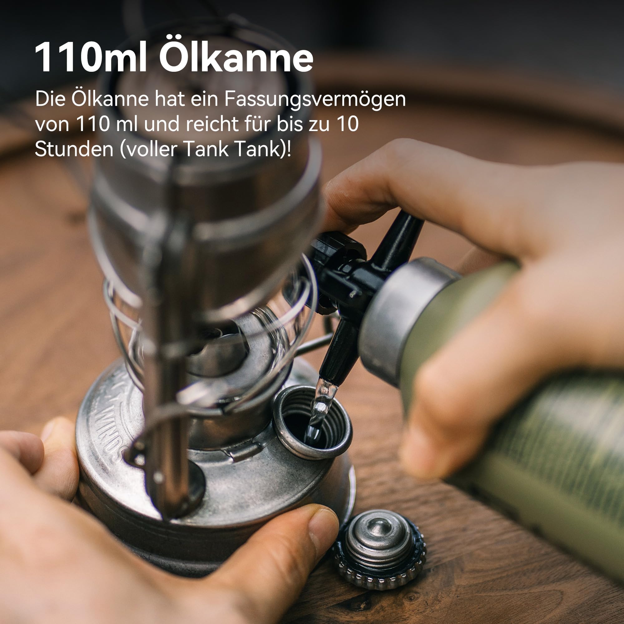 Thous Winds Retro Sturmlaterne, Petroleumlampe Outdoor (Sturm Version), “Memory” Kerosin Laterne für Outdoor, Camping, Wandern, Terrasse, Picknick - Winddicht, mit Tragegriff, Retro Silber