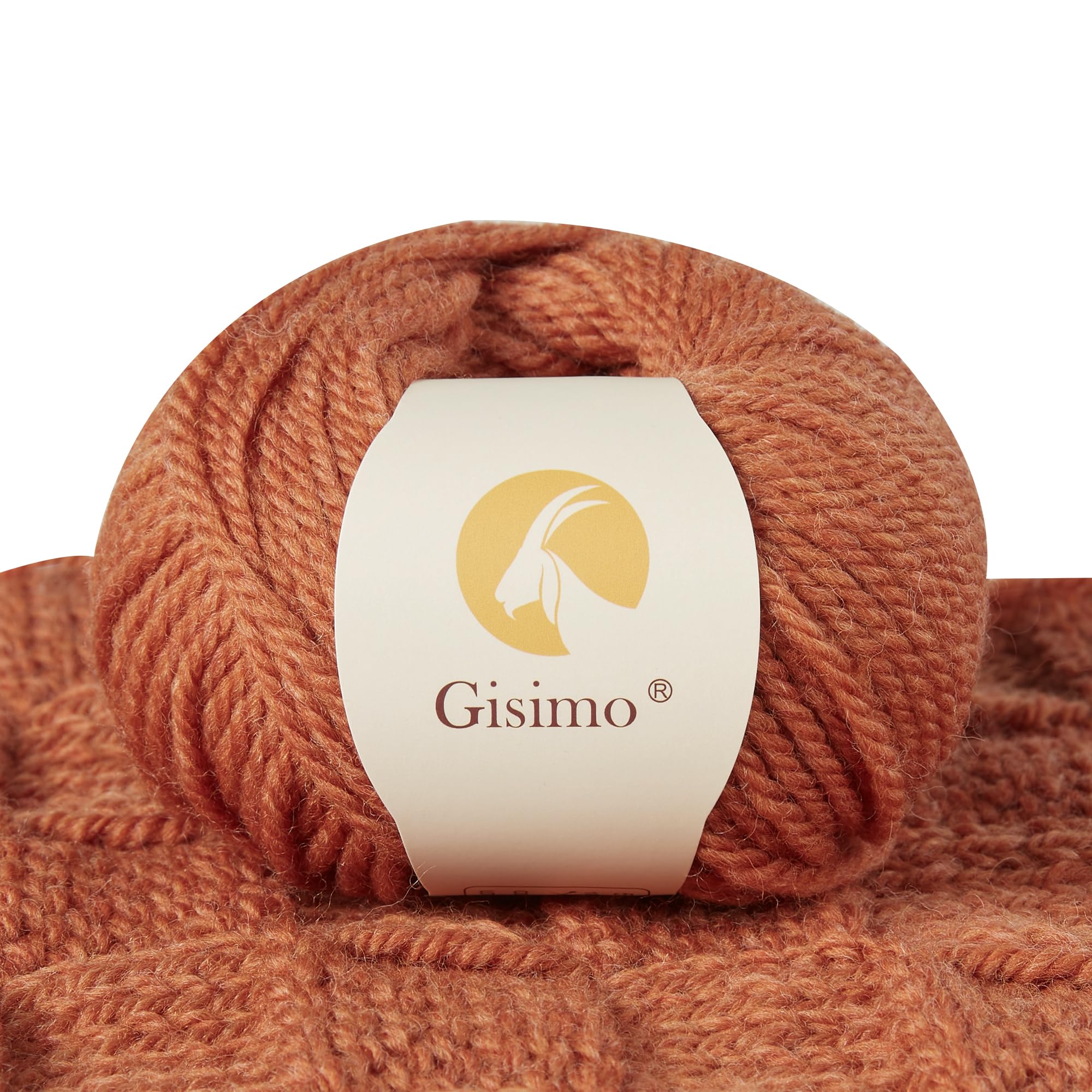 100% Merino Wool Yarn, 3-Ply Luxurious and Soft Yarn for Hand Knitting &amp; Crocheting (Amber, 1Ball)