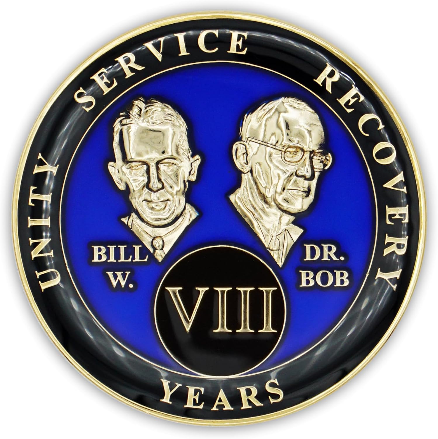 8 Year Sobriety Coin | Founders Triplate AA Chip | Celebrate Recovery Anniversary Token | Alcoholics Anonymous Gift (Blue)