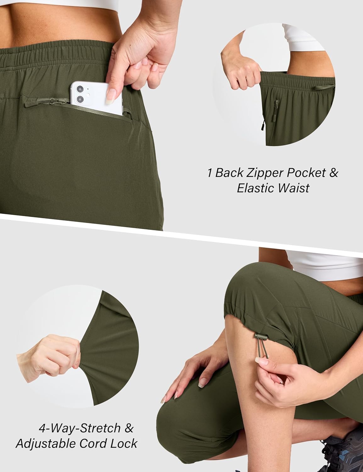 MAGCOMSEN Women's Hiking Capri Pants UPF 50+ Lightweight Quick Dry Casual Golf Cargo Crop Pants with 5 Pockets Summer - Image 5