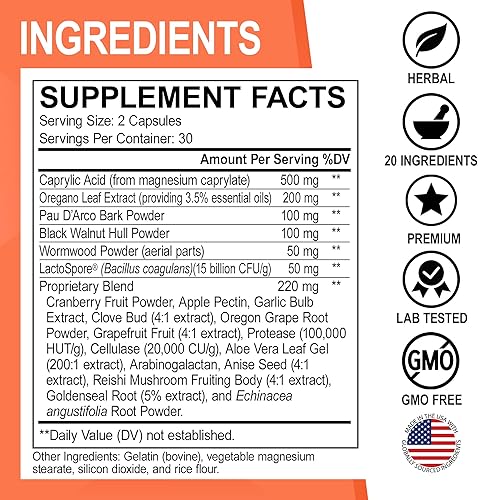 Miniatura 5 de Candida Cleanse Detox para mujeres y hombres  Pastillas de suplemento de apoyo de desintoxicación Candi, tintura de gotas líquidas, suplementos de