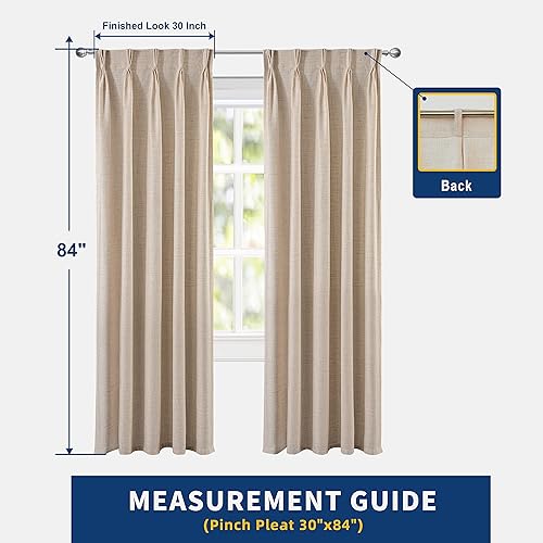 Miniatura 8 de DriftAway 2 paneles de lino plisado con textura, semitransparentes, de estilo rústico y moderno, para sala de estar y dormitorio, 42 x 84 pulgadas,