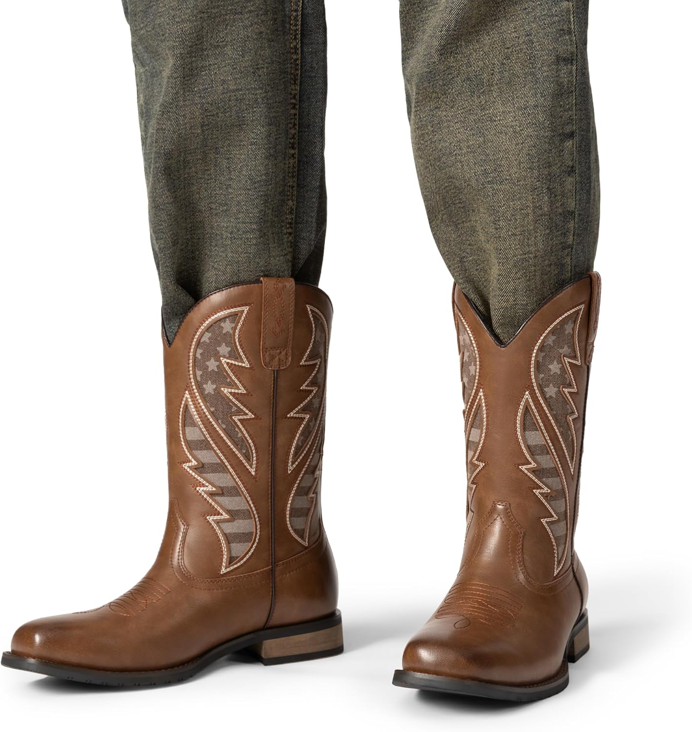 Bruno Marc Men's Durable Cowboy Classic Slip on Western Boots with Chic Embroidered Durable Short Fashionable Western Boots - Image 2