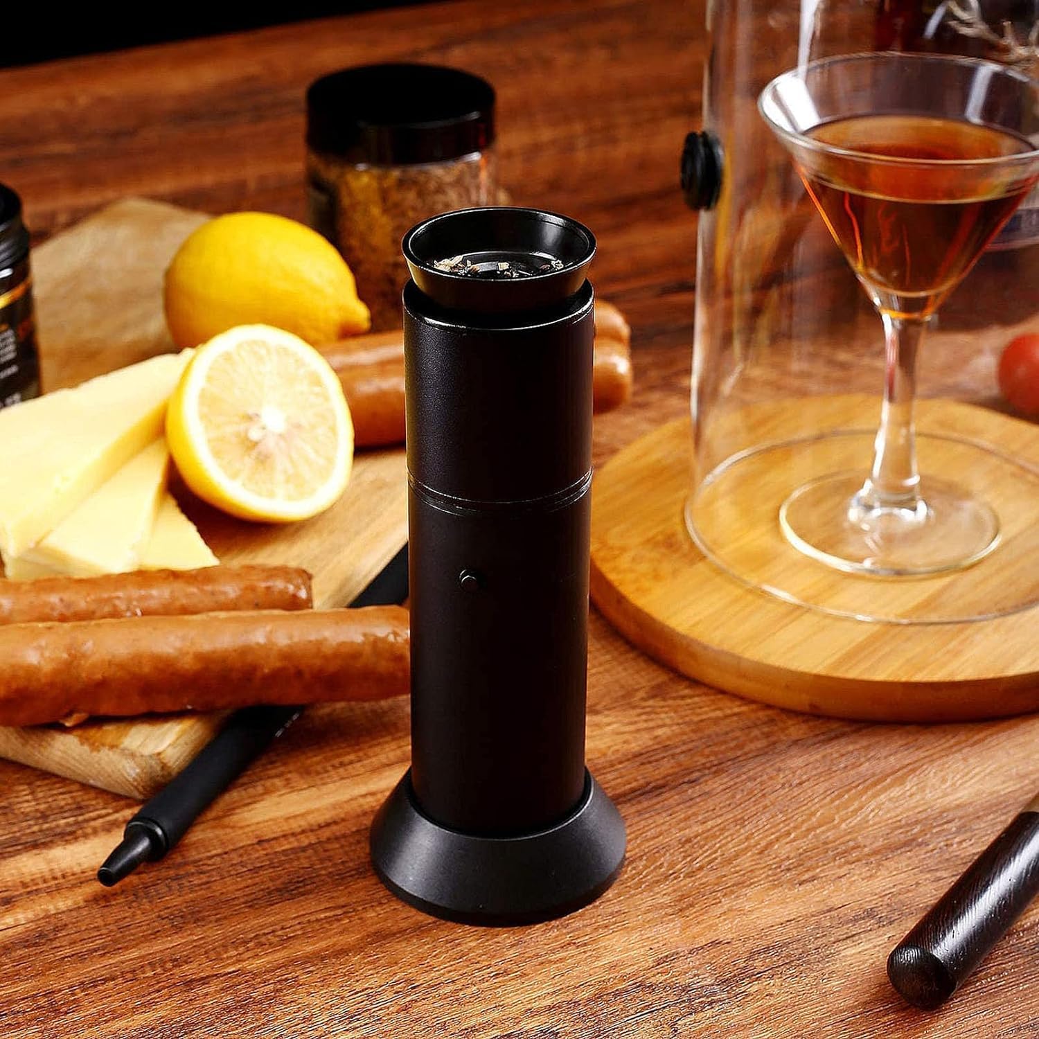 Smoking Gun Cocktail Infusor de Humo para Alimentos que Realza el Sabor de la Carne, Sous Vide, Barbacoa, Bebidas de Cocktail y Queso (Negro)