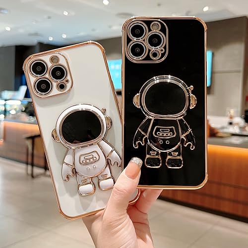 Miniatura 3 de Funda con soporte oculto de astronauta 6D para iPhone 13Pro Max, diseño de astronauta chapado en caricaturas, bonita funda protectora para 13 Pro