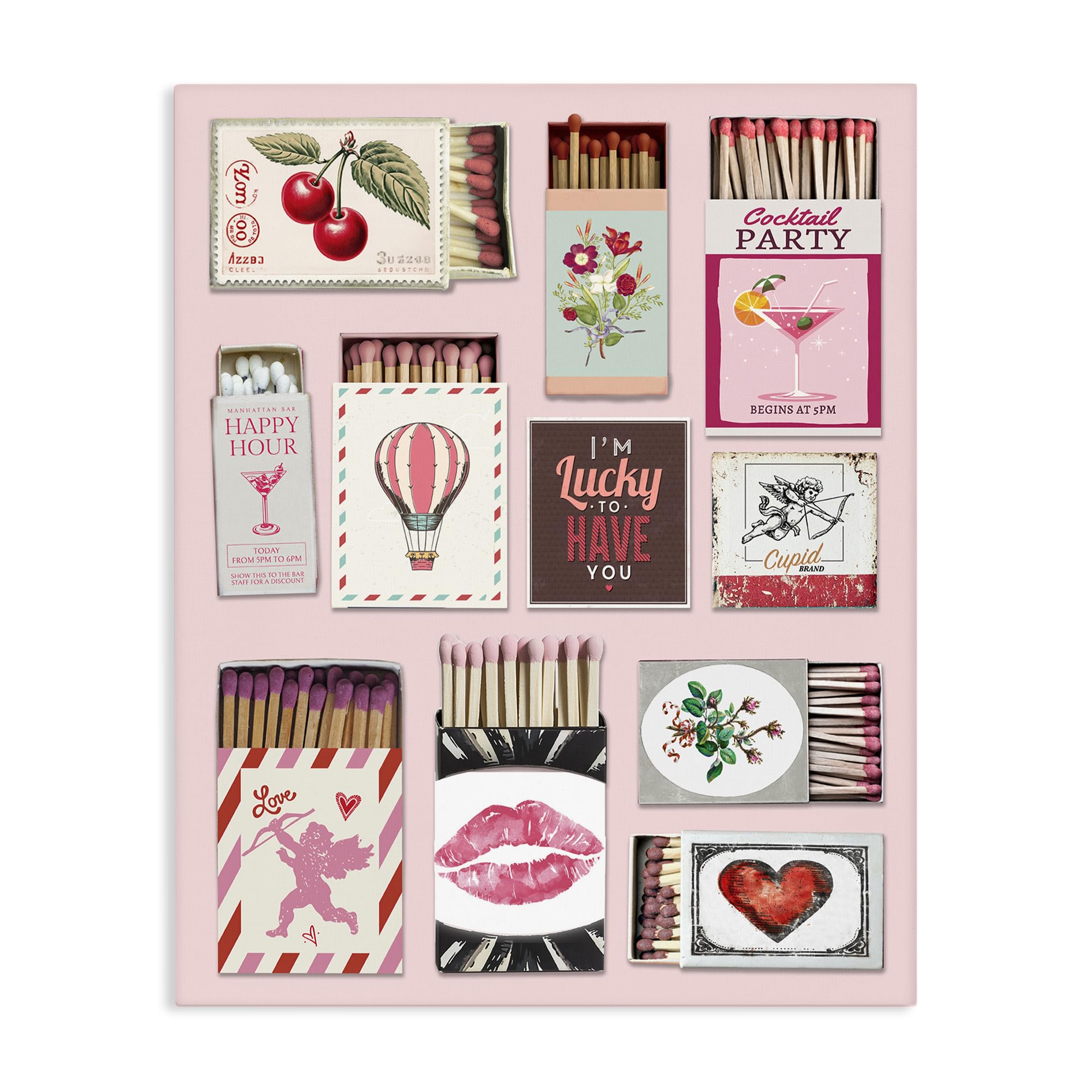 Stupell Industries Unframed Vintage Romantic Matchbox Love, 16 X 20 Inch Canvas Wall Art