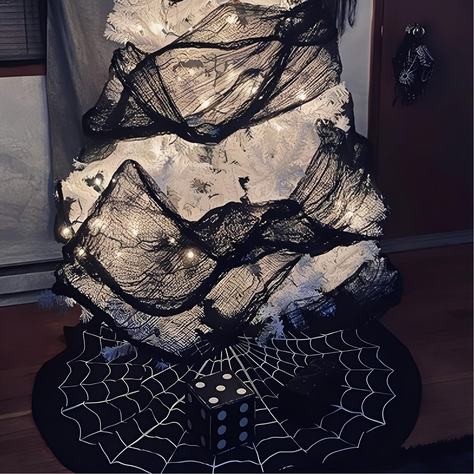 Gonna per albero di Halloween Tappeto rotondo gotico spettrale da 60 cm