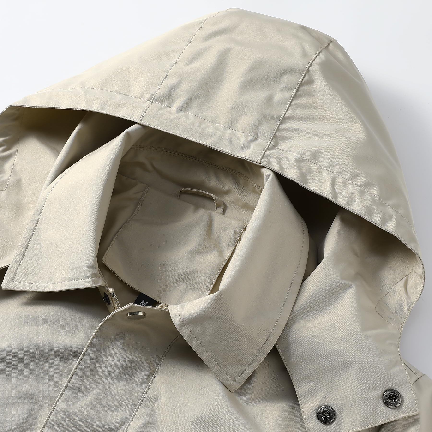 Allthemen Herren Trenchcoat Lang Herbst Mantel Leicht mit Kapuze Jacke | Winddicht, Übergangsjacke, Business Casual, Einreihig, Klassisch Elegant, Coat, Freizeit, Sommermantel