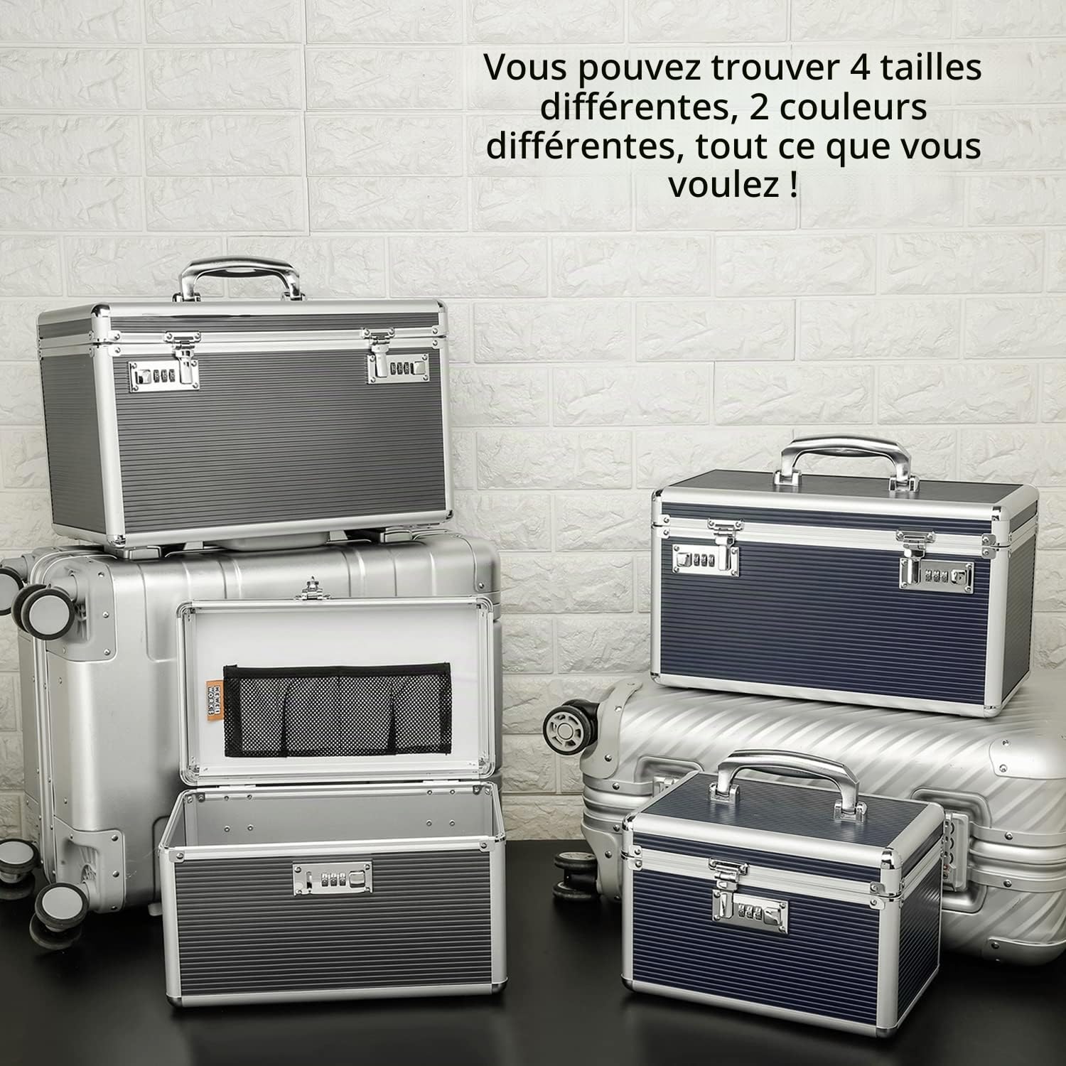 Boîte à Médicaments avec Armoire à Serrure à Combinaison, adapté à l'entreposage de Pharmacie et d'objets personnels Importants, Contient Un Pilulier en Plastique (Bleu, Moyen)