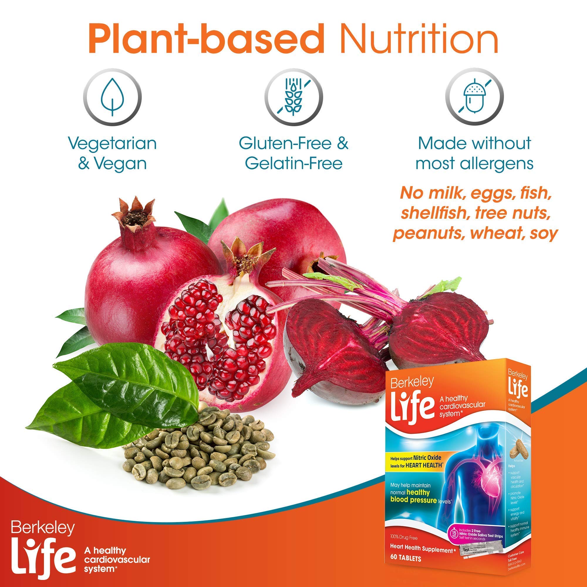 Berkeley Life Nitric Oxide Booster Beet Root capsules Blood Pressure Support with B 12 Vitamin B