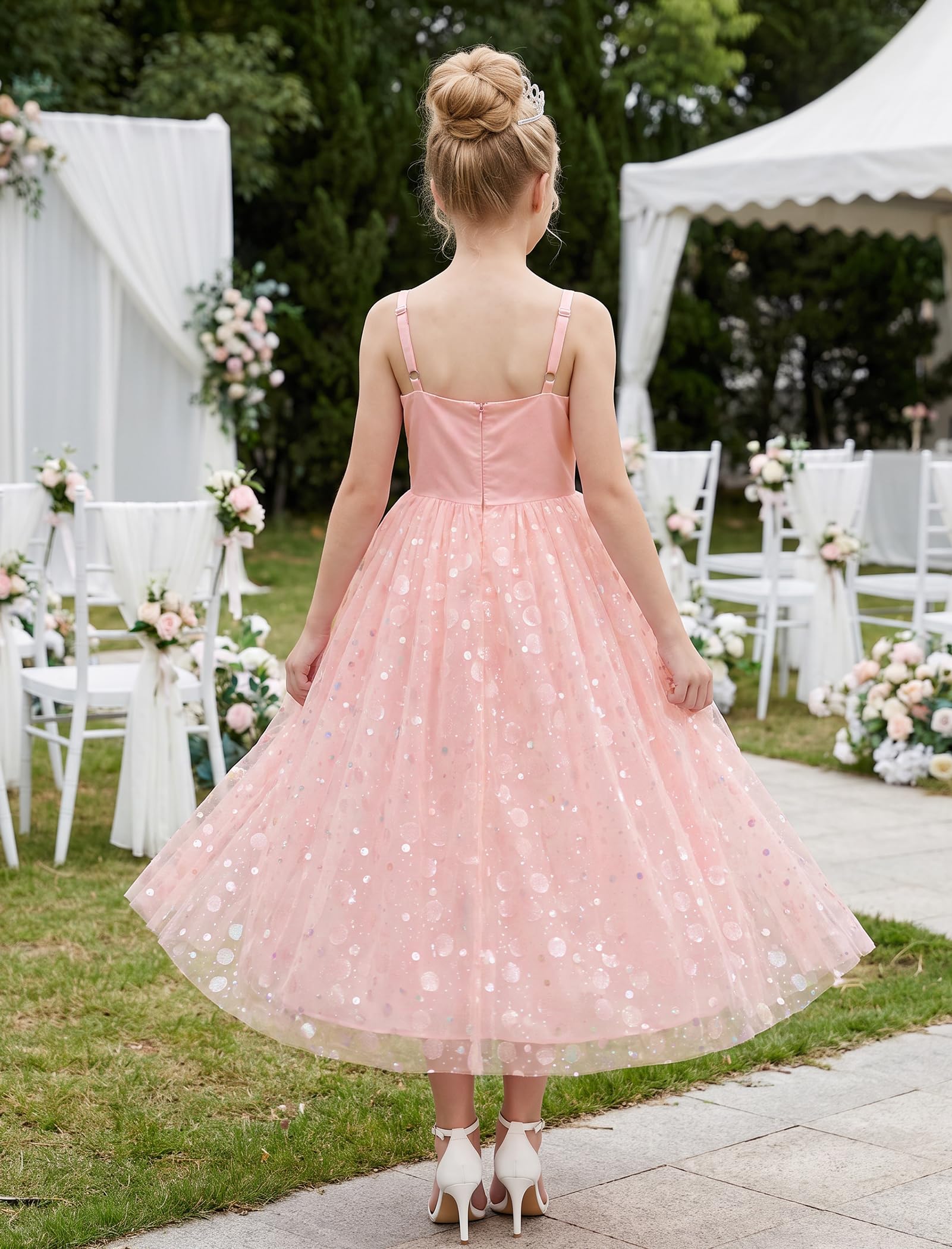 Vestito da Principessa Ragazza: Abito da Damigella d'onore con Spalline