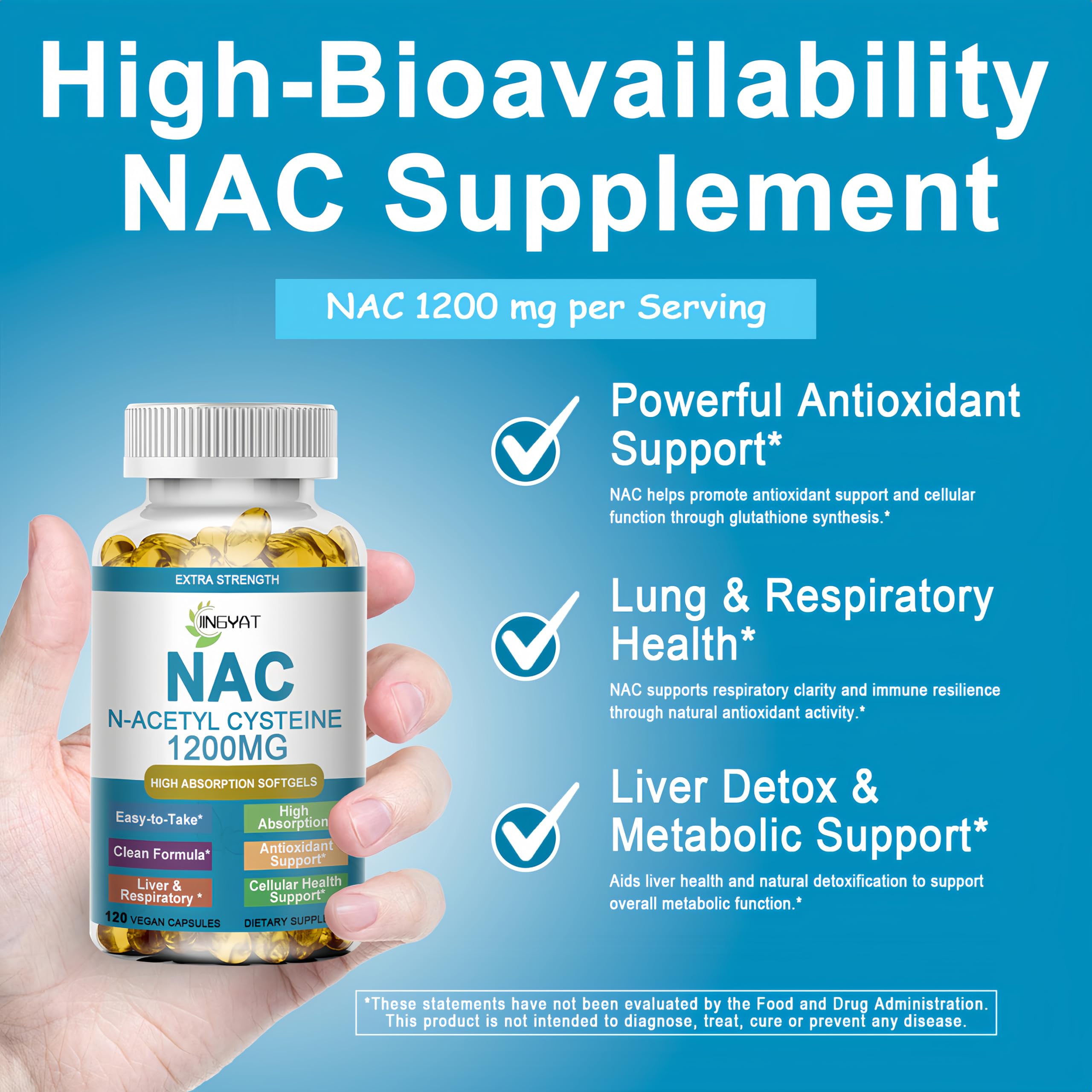 NAC Supplement N-Acetyl Cysteine | High Absorption NAC 1200mg Softgels for Liver & Kidney Detox, Immune Support & Antioxidants | Vegan Capsules | 2 Month Supply | Non-GMO | Gluten Free | 120 Count — Amazon image 3
