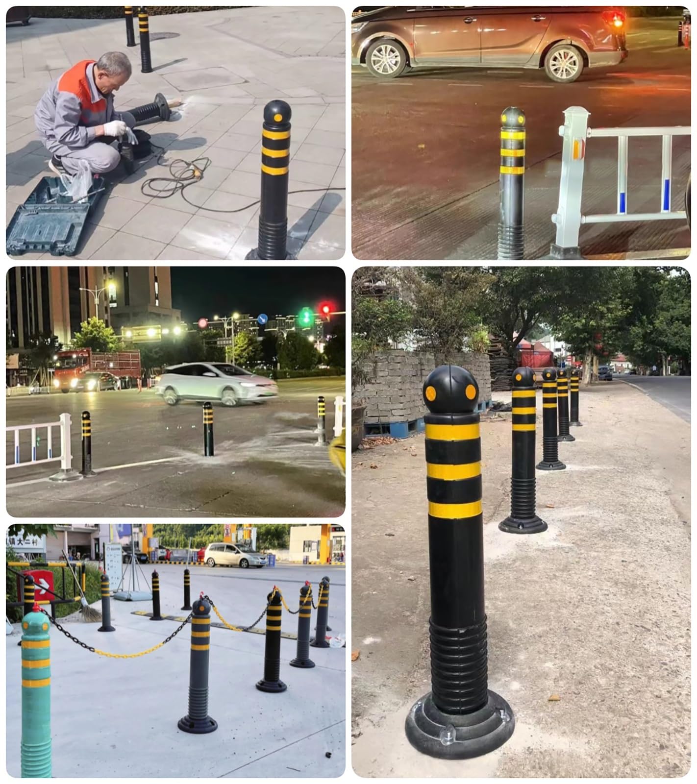 Cônes De Sécurité, Poteaux De Délimitation De Circulation avec Base Lestée Et Colliers Réfléchissants, Cônes De Barrière De Stationnement Réfléchissants Flexibles À,60cm(23.6in) Tall
