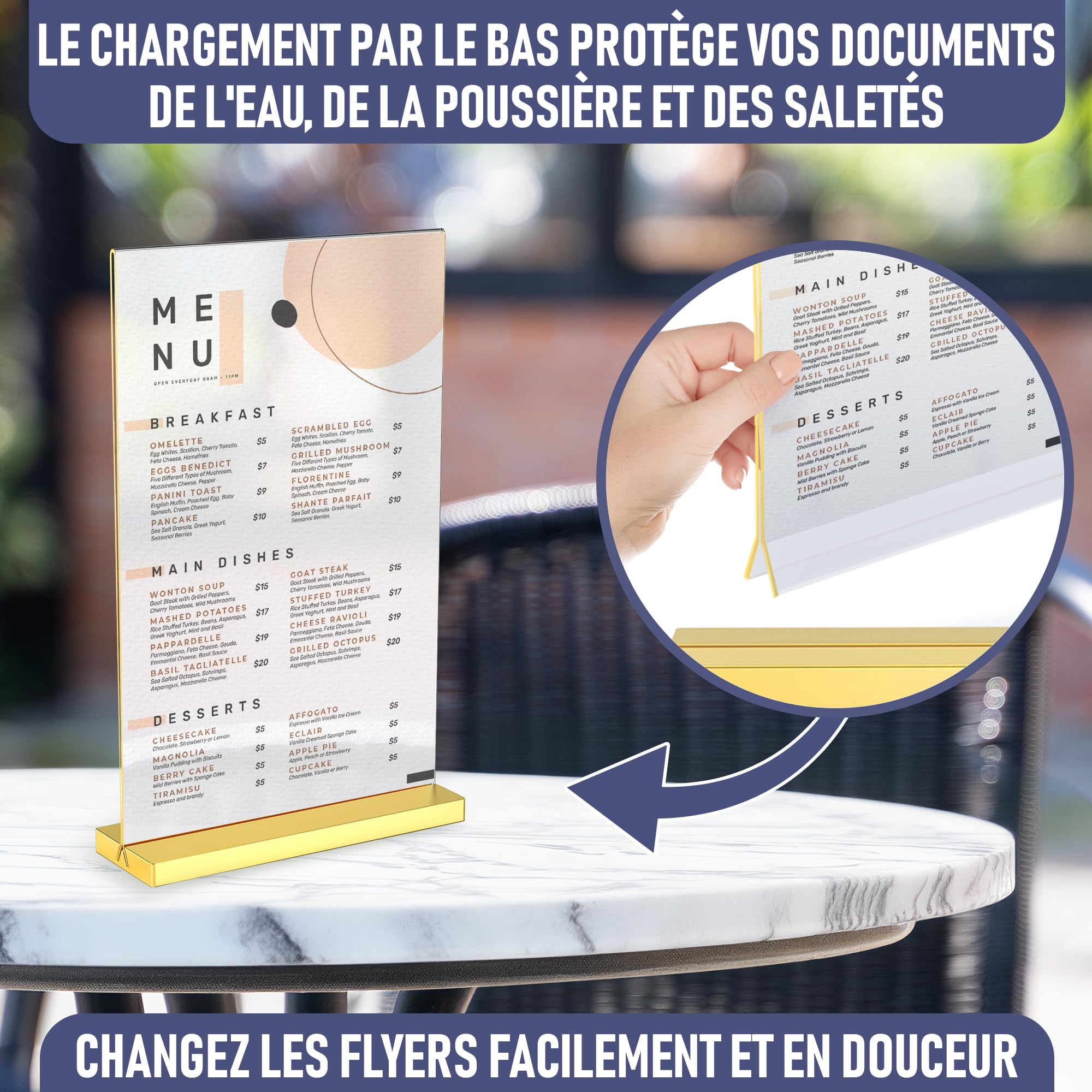 Luxueux cadres dorés en acrylique A6, lot de 6, expositions de photos impressionnantes, améliorez l'ambiance de l'événement avec des porte-numéros de table en or exquis, porte-affiche en or élégant