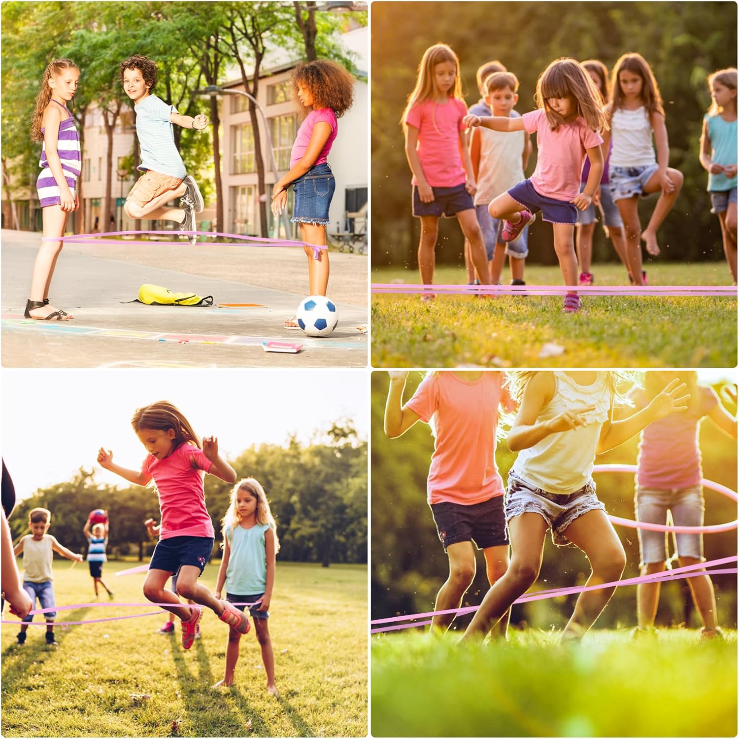 Cikyner Chinese Jump Rope, 4m Long 1.5cm Wide Elastic Chinese Ropes with Instructions French Skipping Rubber Band for Indoor and Outdoor Children Jumpsies Games, Ideal for Gifts for Girls and Boys