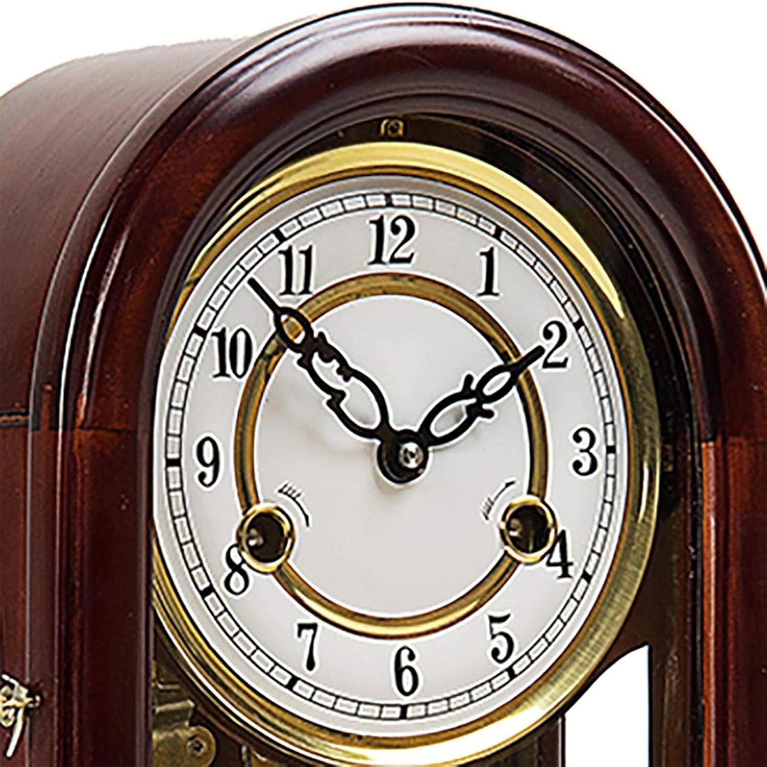 Mantel Clock Wooden Pendulum Mantlepiece Clock with Classic Timepiece, Mechanical Table Clock for Living Room, Office, Home Decor - Brown