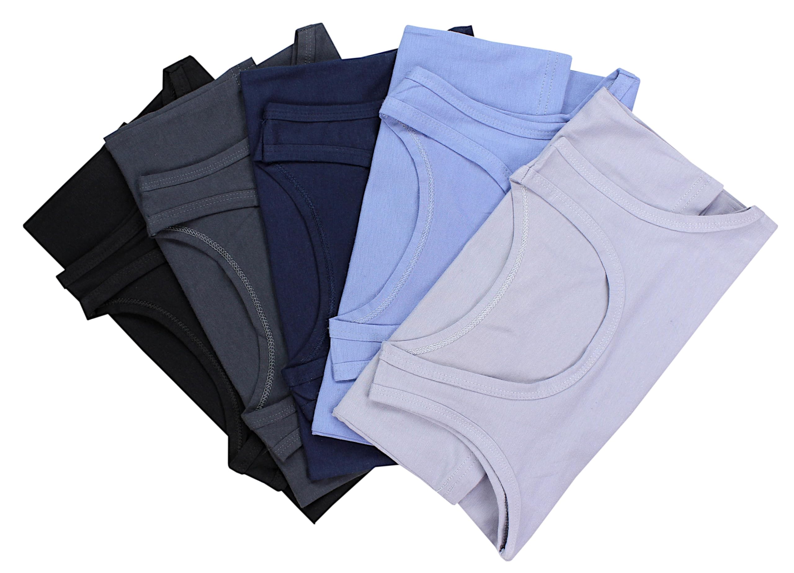 TupTam Camisetas Interiores Niño – Pack de 5 Camisetas Sin Mangas en Algodón, Suaves y Transpirables, Negro Azul Oscuro Gris Antracita Azul, 128-134