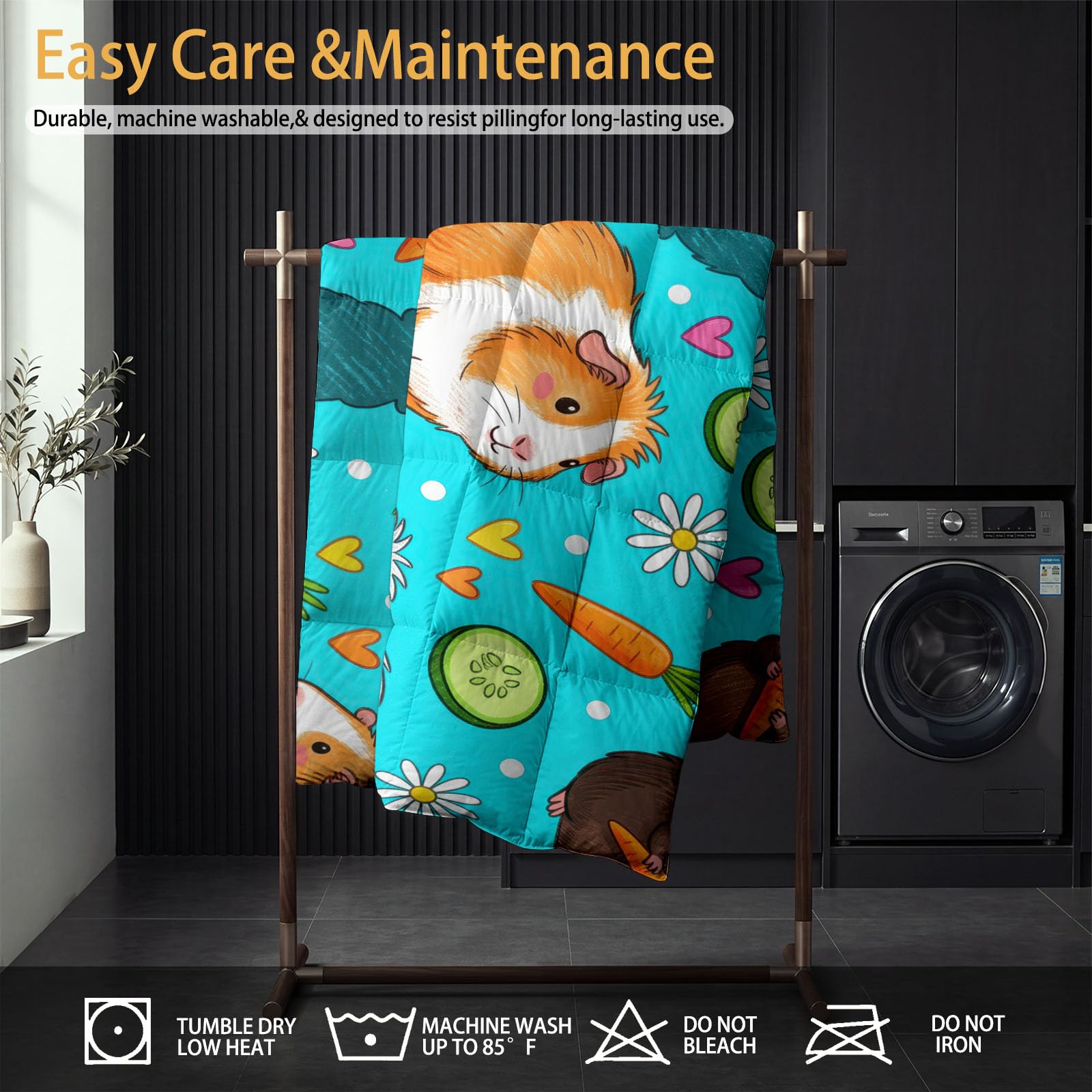 Edredón para mascotas 4 estaciones, color verde azulado, con cobaya, reversible, cálido, con 2 fundas de almohada, 155 x 220 cm, algodón lavable, suave, para todo el año, sin funda