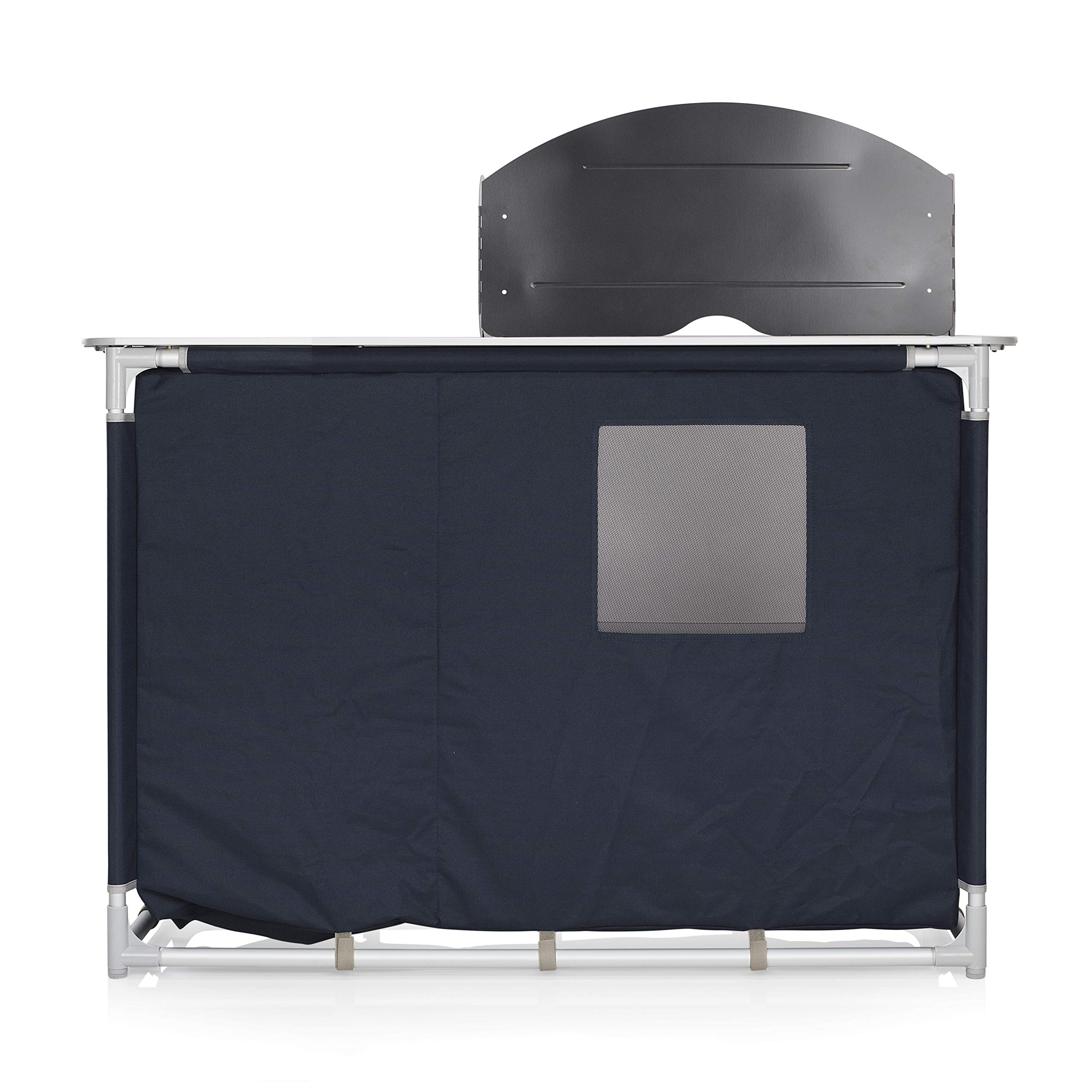 Campart Cucina da campeggio con lavandino e paravento KI-0753 Blu