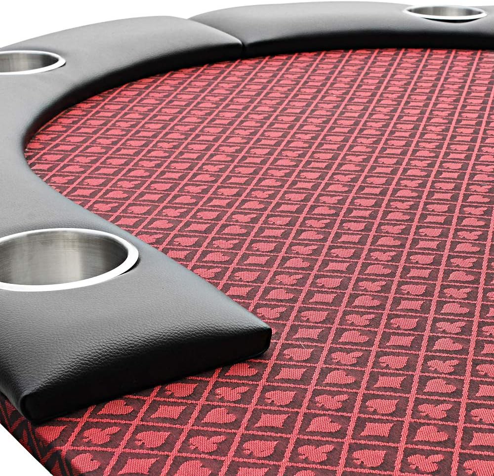 96 inches Poker Table Model 18755 Red with Cup Holders and Chips Tray