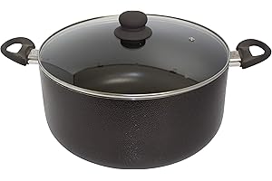IMUSA USA 10Qt Nonstick Hammered Exterior Dutch Oven with Glass Lid