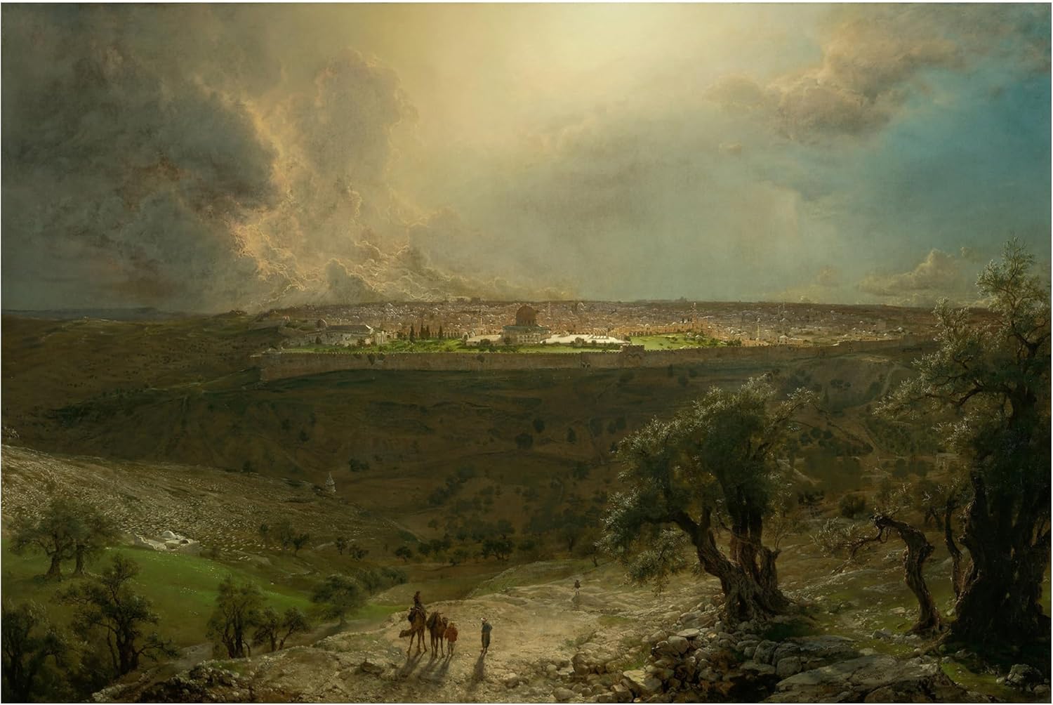 Wrapped Canvas Wall Art - Church 'Jerusalem From The Mount Of Olives' Wall Art for Living Room, Bedroom, or Office Décor - 12x19