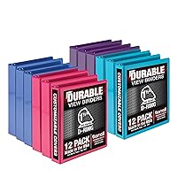 Vista 64 de Samsill Carpeta duradera de 3 anillos de 1 pulgada, fabricada en Estados Unidos, carpeta de anillos en D, cubierta transparente personalizable