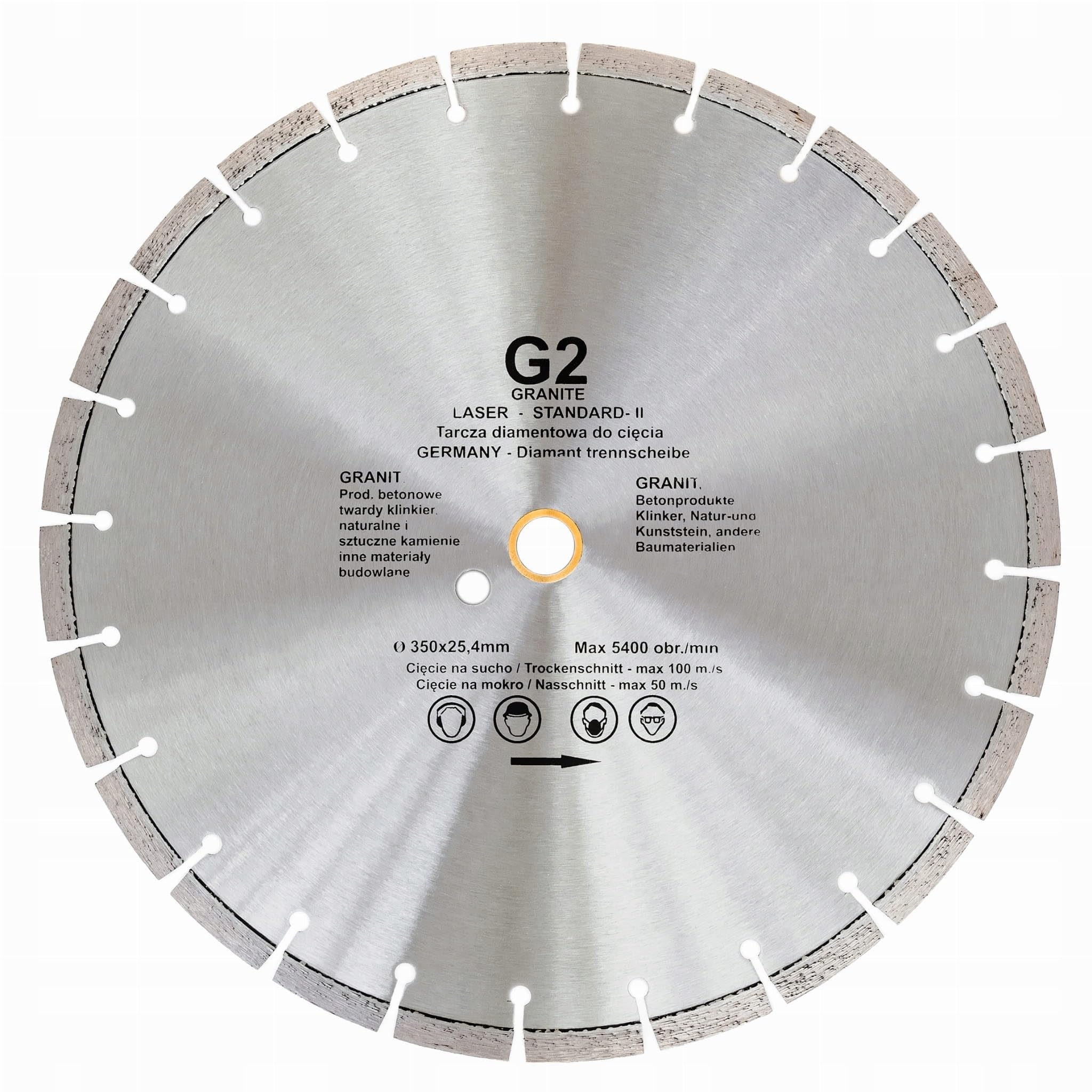 TEDIAM, Diamentowa Tarcza Tnąca, Do Granitu i Kamienia, 500mm x 25.4mm/20mm, G2, Segmentowa, Spiek Laserowy, 10mm Wysokość Segmentu, 100 m/s