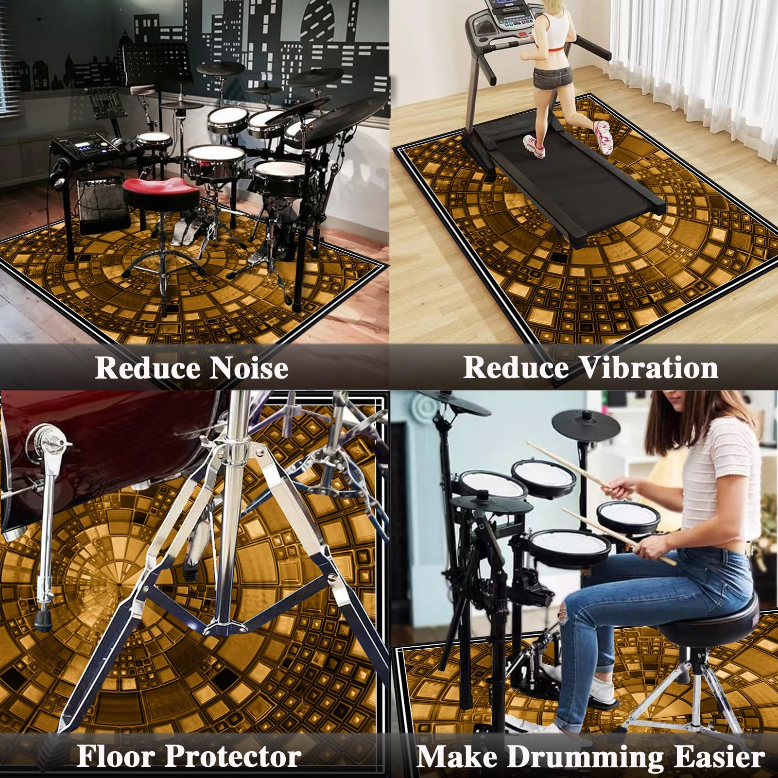 210 x 180 cm Tappeti per Batteria Tappeto A Tamburo Tappetino per Batteria Acustica Tappeto Drum Tappetino Antiscivolo Insonorizzato Elettroniche Rullante Acustica Snare Strumenti Musicali Coperta