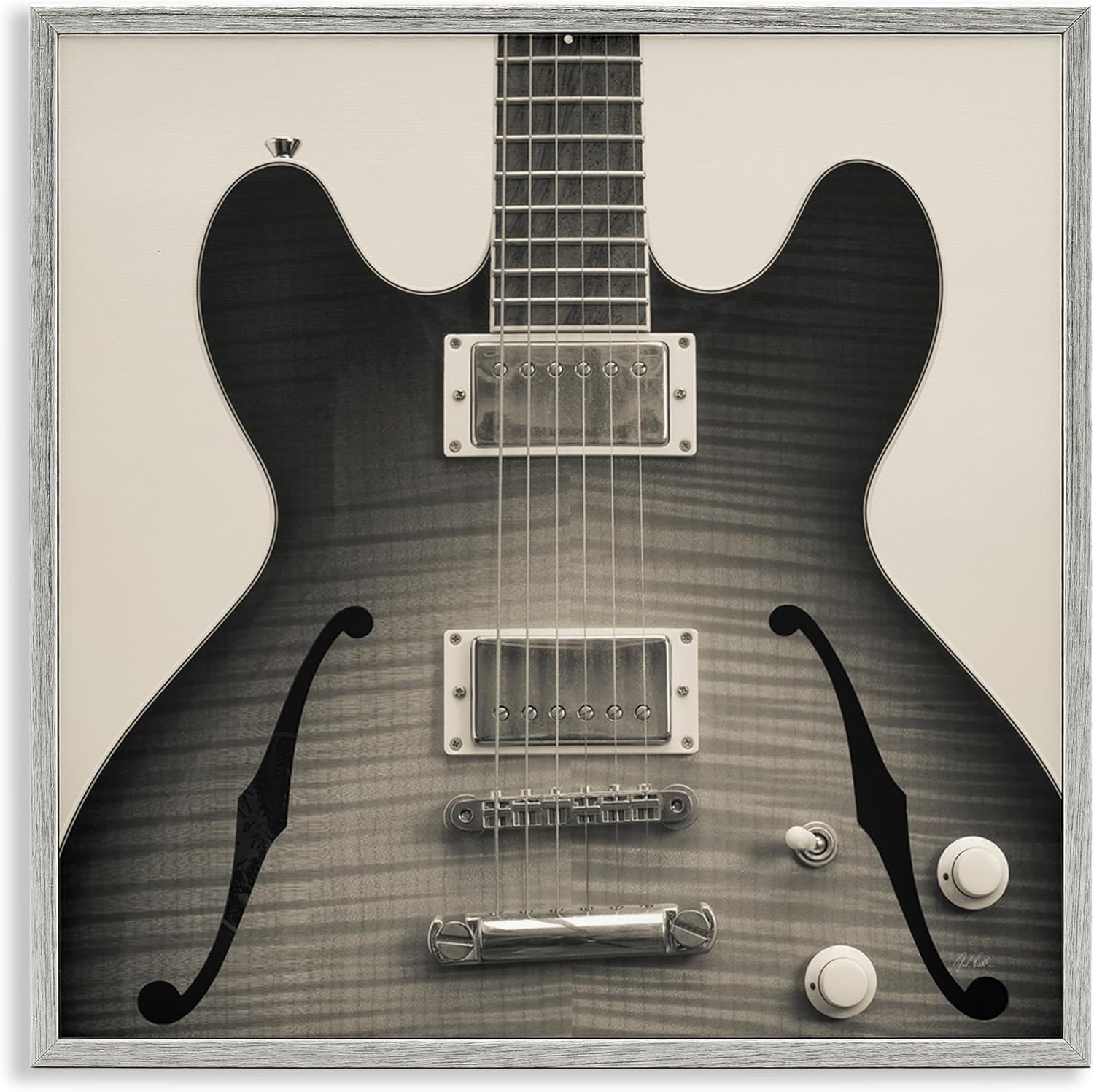 Stupell Industries Classy Electric Guitar Gray Framed Giclee Wall Art Design by Deborah Revell, 12 x 12