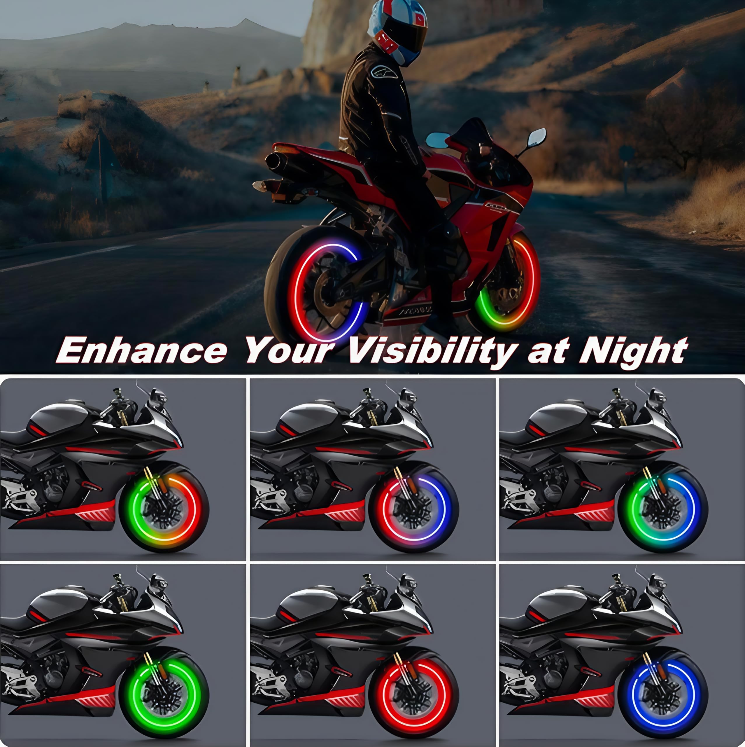 Tire Valve Light, Tire Valve cap light, Glow in the Dark, LED Colorful Wheel, Waterproof Flash Rechargeable Lamp for SUV Truck, Motorcycle, Bike,Bicycle, Car Automotive Accessories (4PCS)