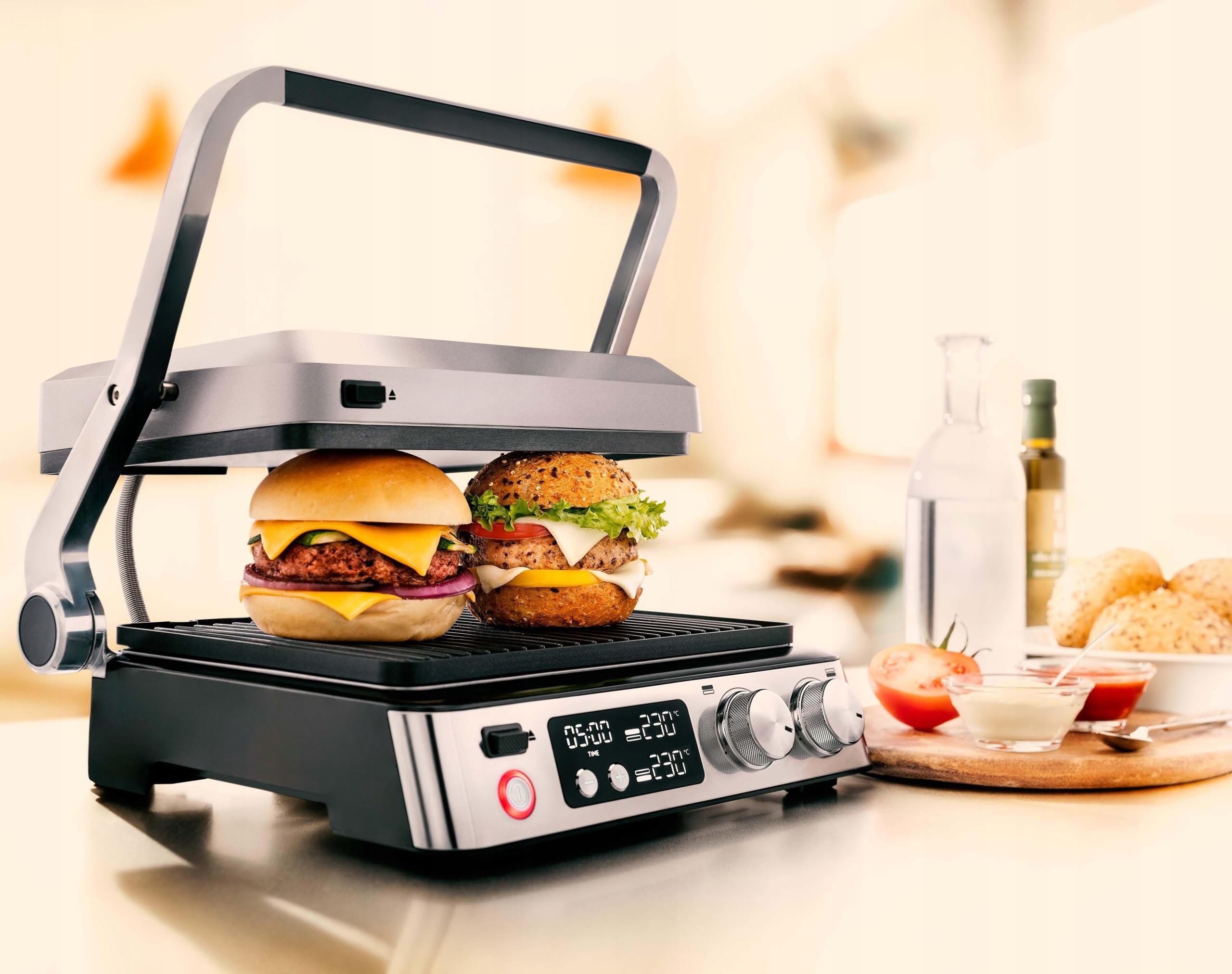 Braun MultiGrill 7 Contact Grill CG 7044 en acier inoxydable | Plaque Grill et gaufres | Tasse doseuse | Puissance 2000 Watt | Pièces amovibles lavables