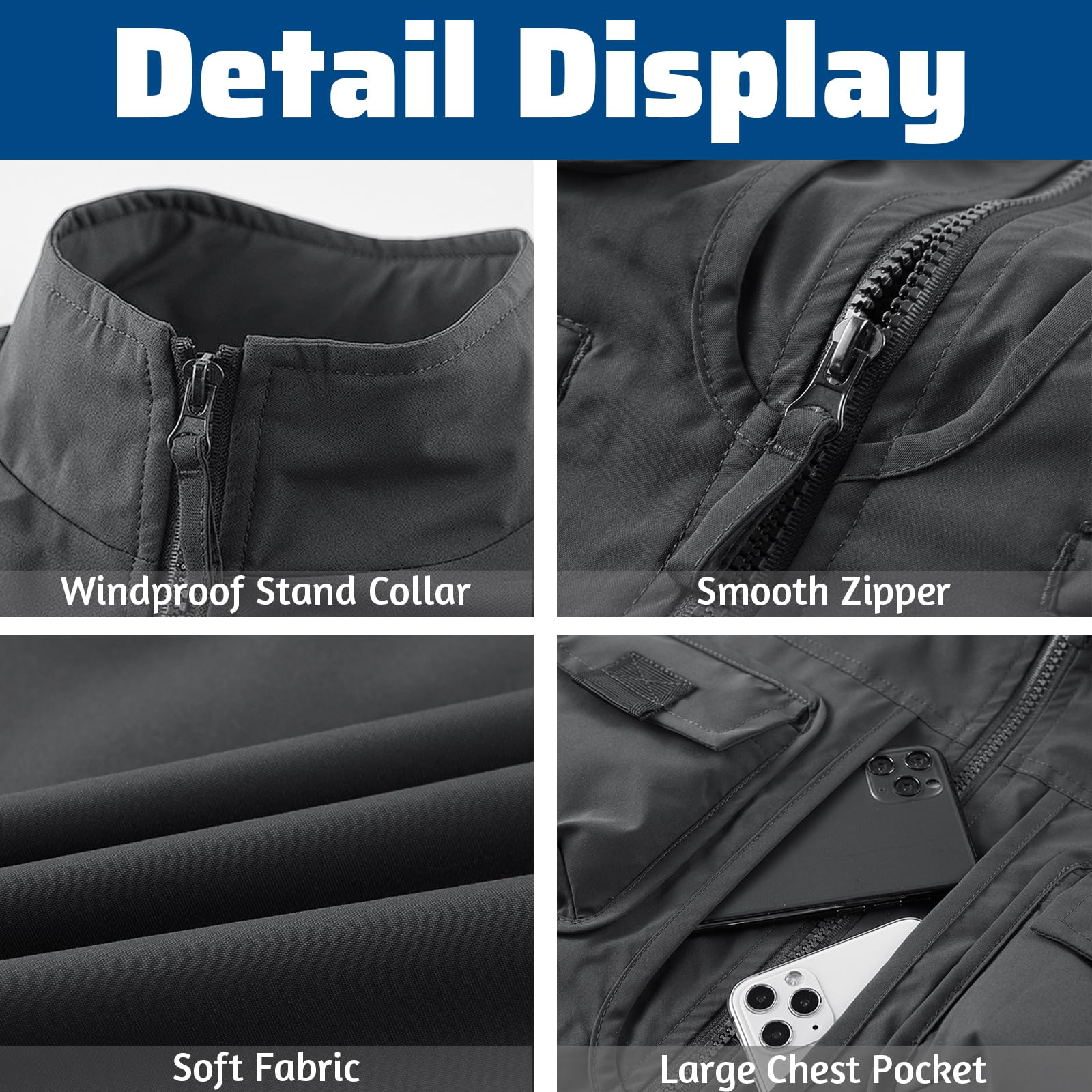 Chaleco de Pesca con múltiples bolsillos para Hombres Ligero Chaleco Sin Mangas de Secado Rápido Transpirable Aire Libre Chaleco de Trabajo Casual Chaqueta para Viajes Fotografía Caza