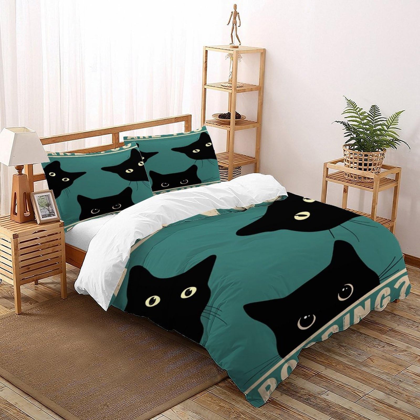 Housses de couettes chat imprimé 200x200cm pour une chambre cosy et drôle