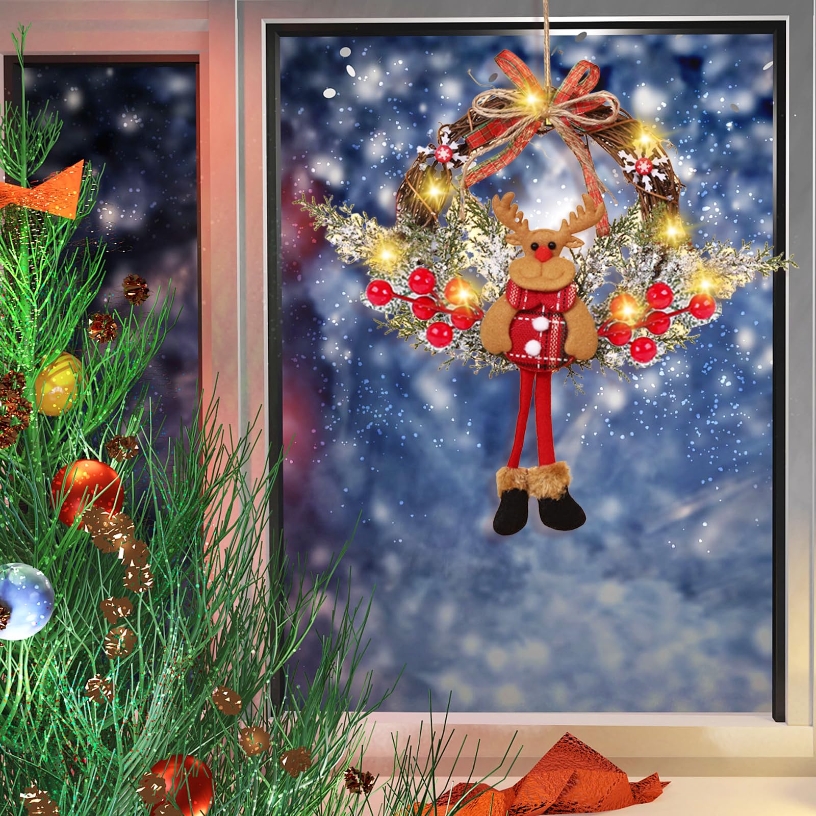 Ghirlanda per porta di Natale, 35 cm, LED, decorazione natalizia