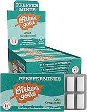 Birkengold Xylitol Chewing Gum Peppermint | Pack of 12 | Dental Care Chewing Gum | Sugar Free | High Xylitol Content 70% | Vegan | No Titanium Dioxide | No Aspartame | With Birch Sugar