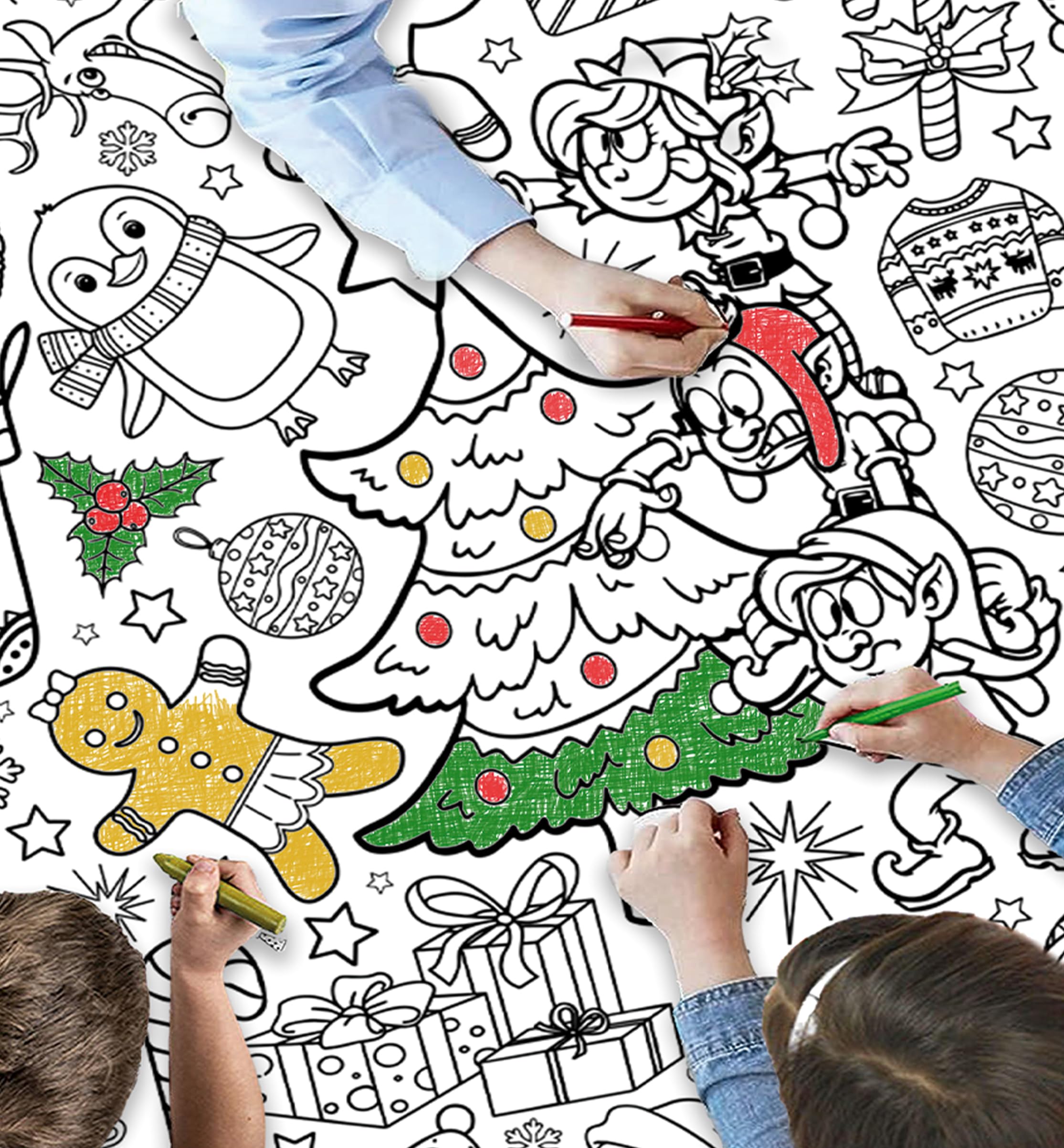 Splat Planet Christmas Colour-In Table Cloth for Kids Large Christmas colouring activity and party table cover. 240 x 120 cm