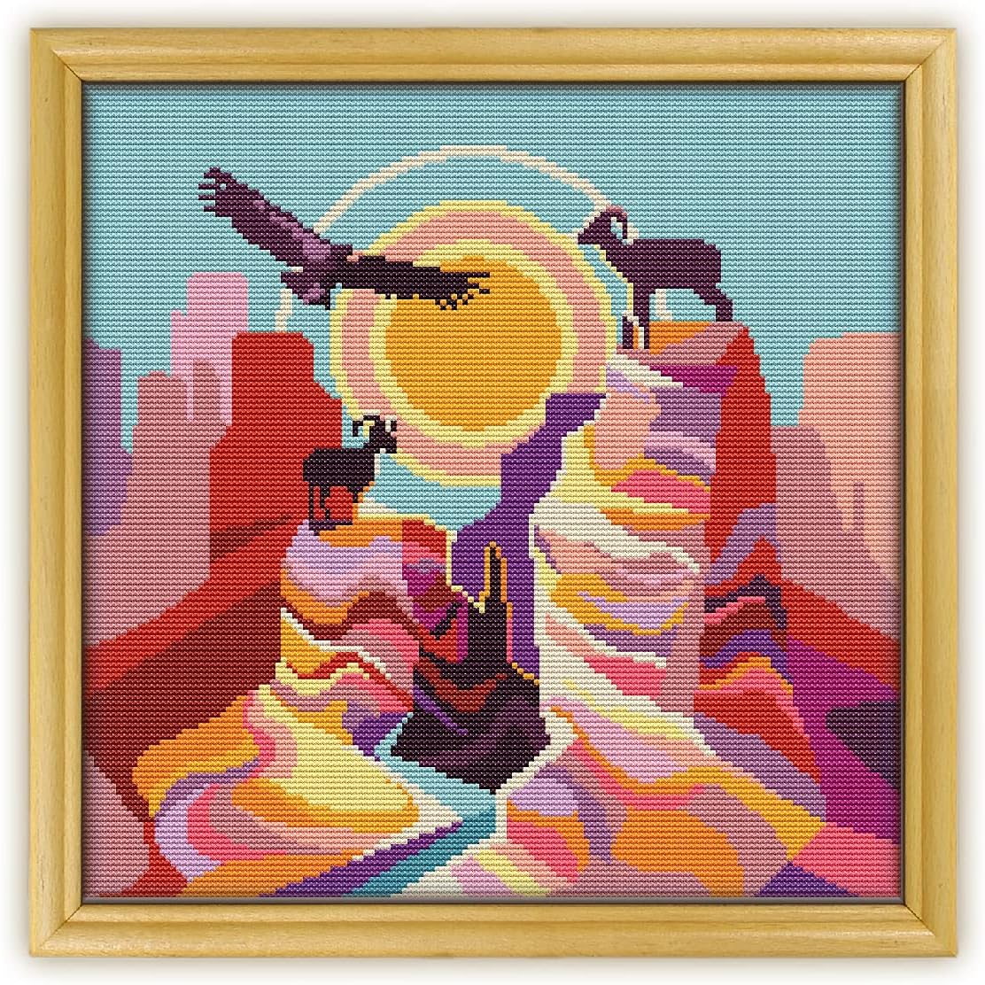 Grand Canyon National Park K338 Counted Cross Stitch KIT#3. Threads, Needles, Fabric, Embroidery Hoop and Printed Color Pattern Inside. Embroidery Pattern