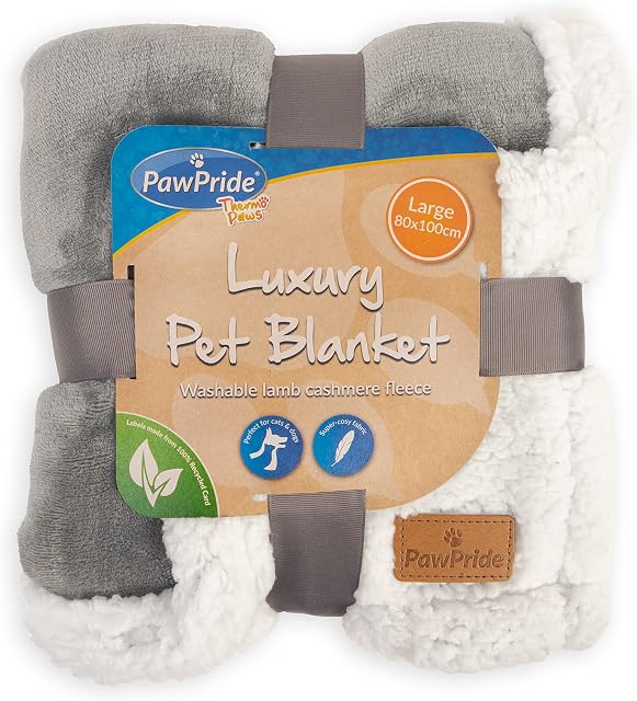 Pet Blanket  Luxury Fleece Pet Blanket for Dogs Cats  Fluffy Pet Blanket Double Thickness Sherpa Textured  Large Size 80cm x 100cm  Machine Washable  (Grey)