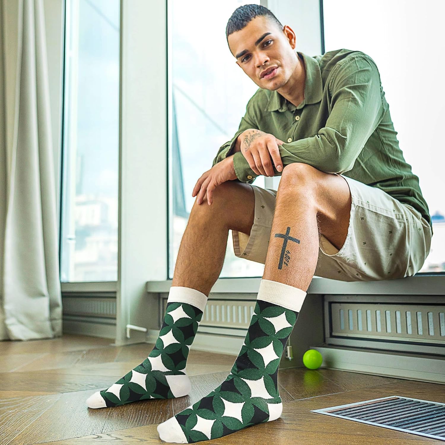 Fasefunn Mens Dress Socks Argyle Fun Funny Colorful Novelty Crazy Patterned Socks Cotton Calf Bulk Packs Size 8-12