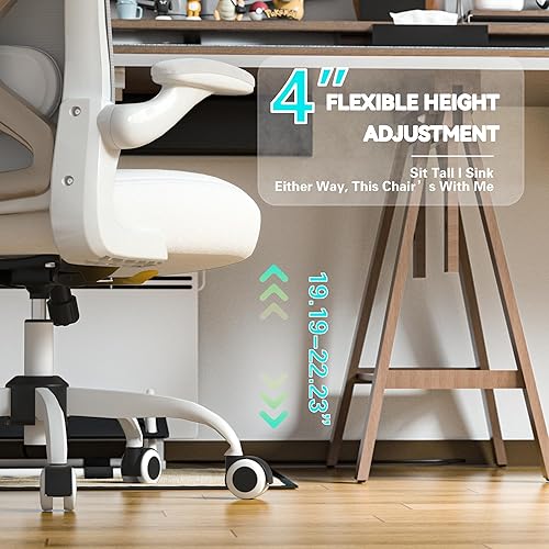 Miniatura 2 de Silla de escritorio de oficina con soporte lumbar ergonómico, cojín de asiento extra grueso, brazos abatibles, respaldo de malla transpirable, silla