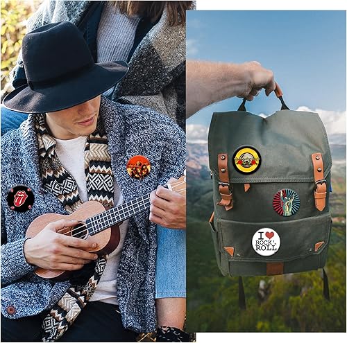 Miniatura 6 de I Love Rock and Roll - Juego de 18 pines de 2.28 pulgadas, broche de marca genial, insignias de música para cantante para ropa, bolsas, mochilas,