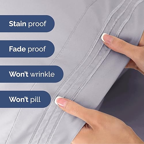 Vista 1090 de Juego de sábanas de 4 piezas tamaño king, extrasuaves, transpirables y refrescantes con esquinas profundas, sábanas de fácil ajuste y sin arrugas